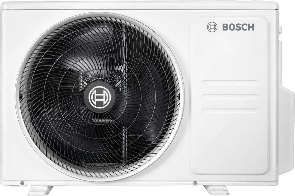 Außeneinheit von Bosch mit großem Lüftergitter in einem kompakten Gehäuse. Ideal für Multisplit-Klimaanlagen, um effiziente Kühlung zu gewährleisten.